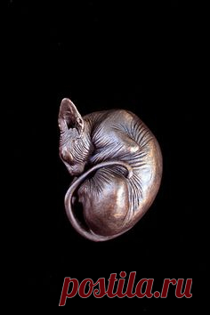 Sphynx Cat Resin Bronze Figurine Sleeping Sphynx Sculpture Gift for Cat Lover