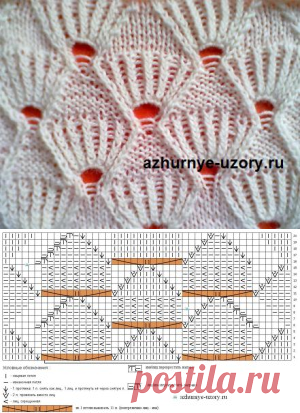 Ромбики спицами | Ажурные Узоры