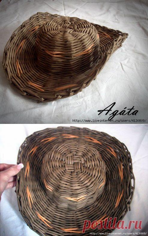 Мастер-класс на шляпу из газет. Можно использовать для корзинки.