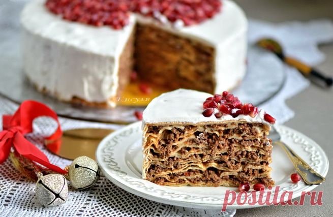 Блинный торт с мясным фаршем