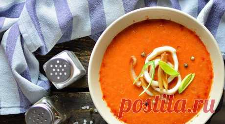 Суп-пюре из запеченных овощей с кальмаром, пошаговый рецепт с фото