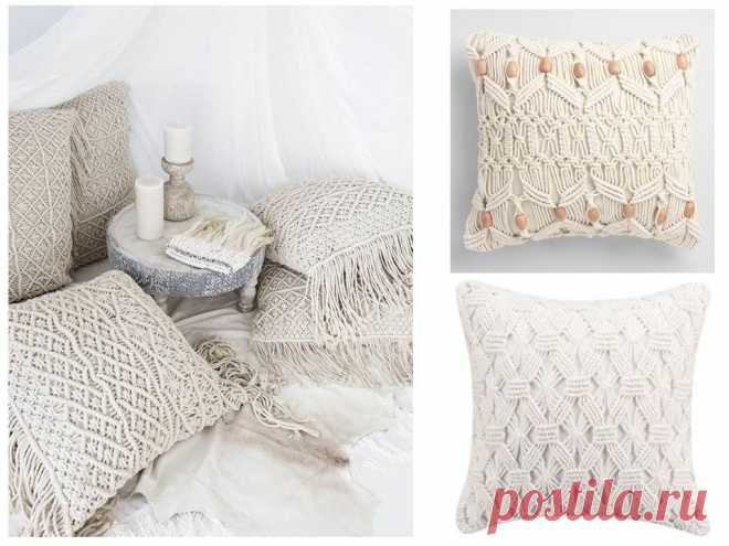 Подушки декорированные в технике макраме