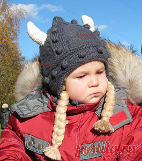 Шлем викинга - детская вязаная шапочка..
