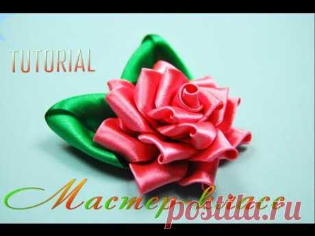 Ажурная Роза Канзаши Мастер-класс. / Satin Ribbon Rose DIY Tutorial Kanzashi / Rosa de cinta - YouTube