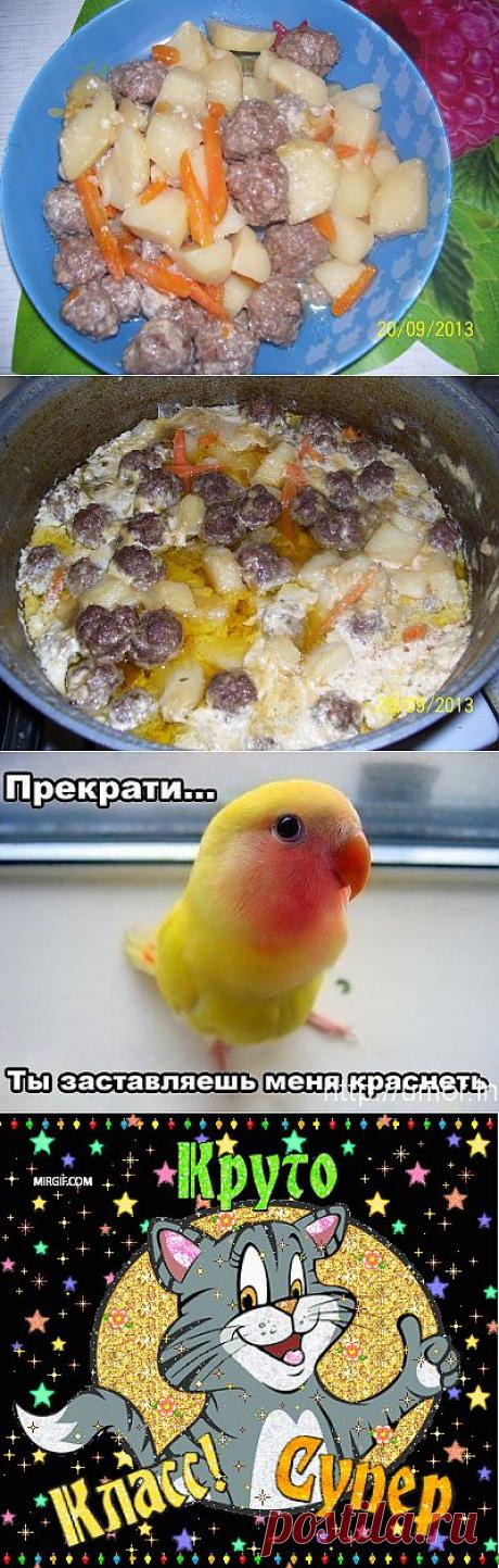 ЖАРКОЕ ДОМАШНЕЕ С ТЕФТЕЛЯМИ В СМЕТАНЕ | 4vkusa.ru