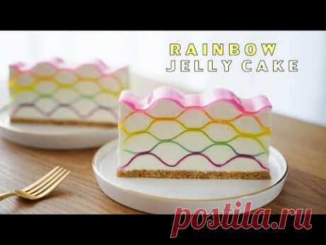 Я сделала красивый радужный чизкейк с желе. 🌈 / Радужный желейный чизкейк / Удивительный торт