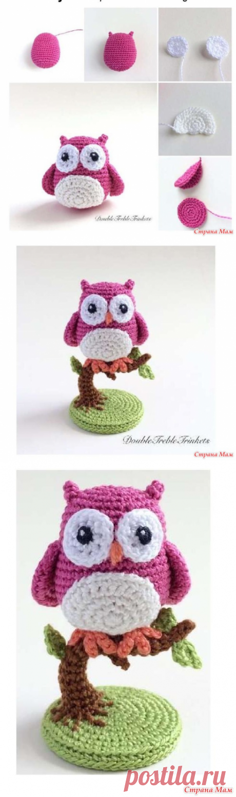 Совушка на дереве, перевод паттерна "An Owl Is Born..." by Uljana Semikrasa, отредактировано 12.06.2016 - Страна Мам