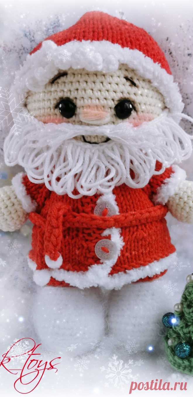 PDF Пупс малыш в костюме Деда Мороза крючком. FREE crochet pattern; Аmigurumi doll patterns. Амигуруми схемы и описания на русском. Вязаные игрушки и поделки своими руками #amimore - Дед Мороз, Новый год, новогодняя кукла, куколка.