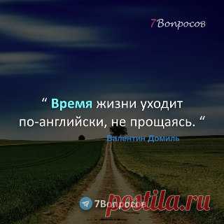 7Вопросов “ Время жизни уходит по-английски, не прощаясь. “ © Валентин Домиль