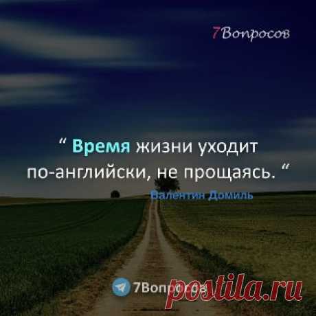 7Вопросов “ Время жизни уходит по-английски, не прощаясь. “ © Валентин Домиль