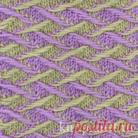 Планета Вязания | Двухцветный плотный узор. Схема вязания узора спицами.