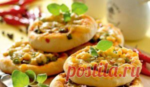 Мини-пиццы с кукурузой. | vkusnyymir