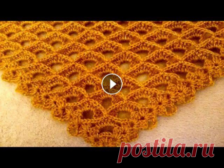 МК.Легкая ажурная шаль узором &quot;соты&quot;крючком.MK.Light openwork shawl pattern &quot;honeycomb&quot; crochet. Легкая ажурная шаль узором &quot;соты&quot; чудесно и элегантно смотрится, очень оригинальна, необычна и красива.С вязанием стравится даже неопытная р...