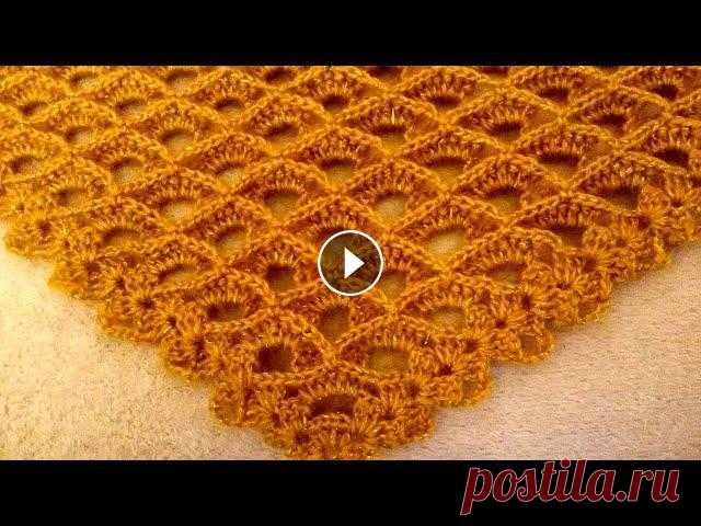 МК.Легкая ажурная шаль узором "соты"крючком.MK.Light openwork shawl pattern "honeycomb" crochet. Легкая ажурная шаль узором "соты" чудесно и элегантно смотрится, очень оригинальна, необычна и красива.С вязанием стравится даже неопытная р...