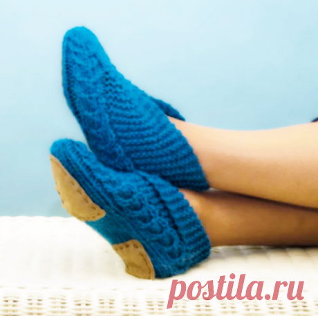 "Итальянские" вязаные тапочки с аранами 2 спицами: мой улучшайзинг | Записки Спицеманьяка | Яндекс Дзен