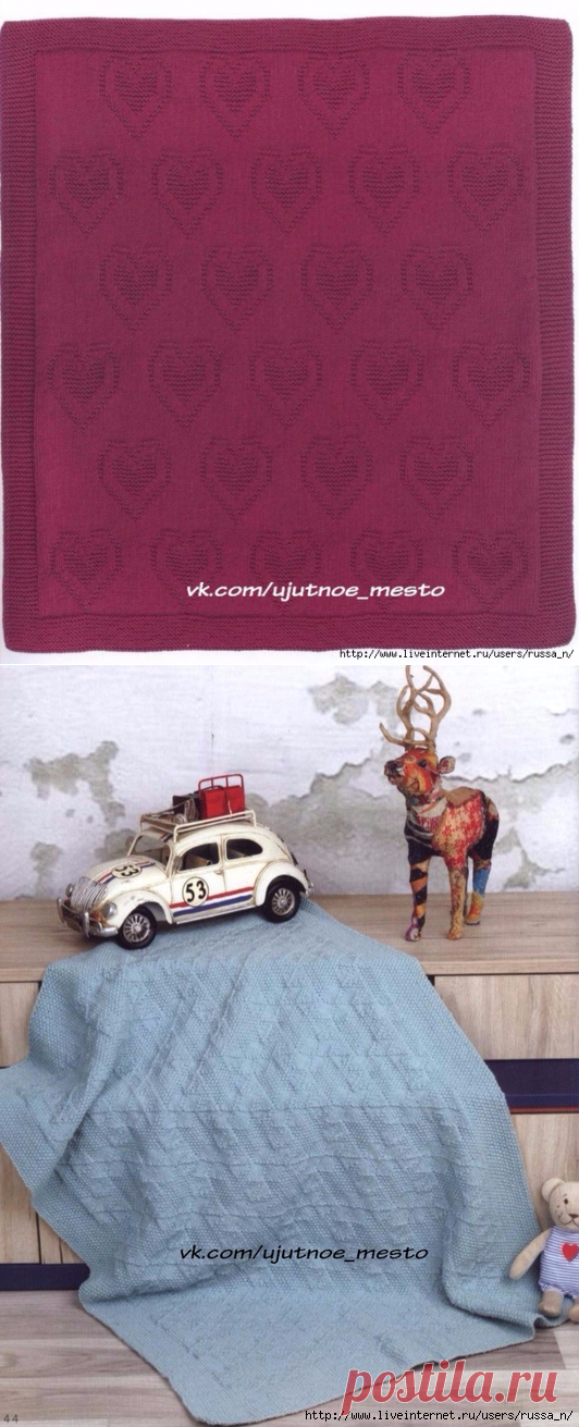 Детские пледы из лицевых и изнаночных петель