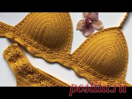 Вязаный топ крючком. Вязаный купальник. Crochet bikini. Crochet top.
