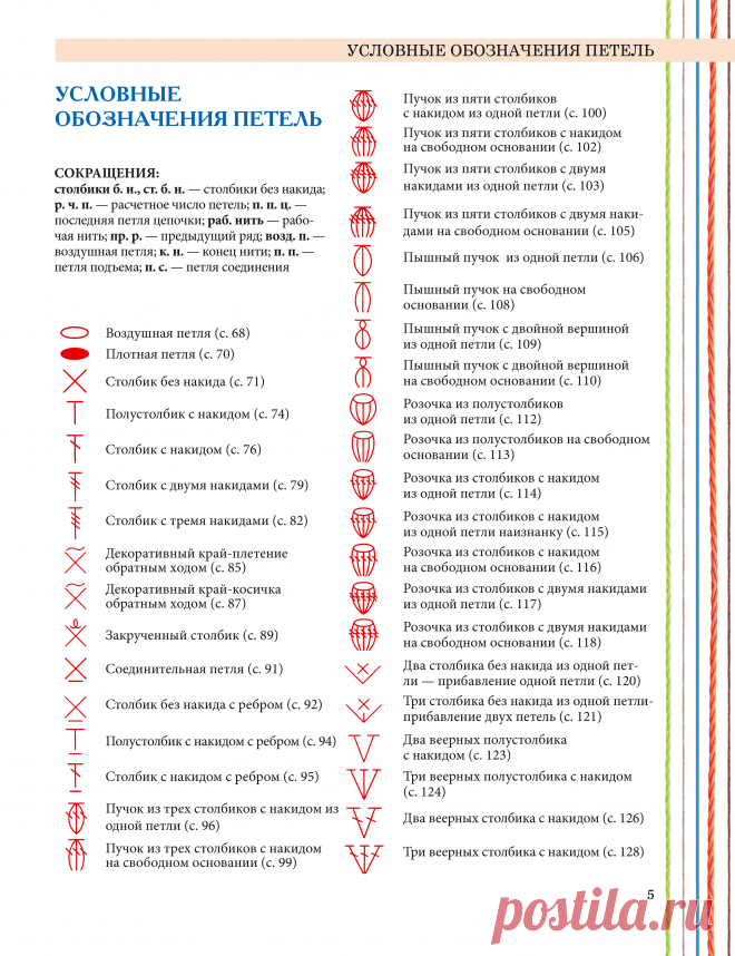 Самый полный список условных обозначений для чтения схем крючком Источник: Т. Михайлова 