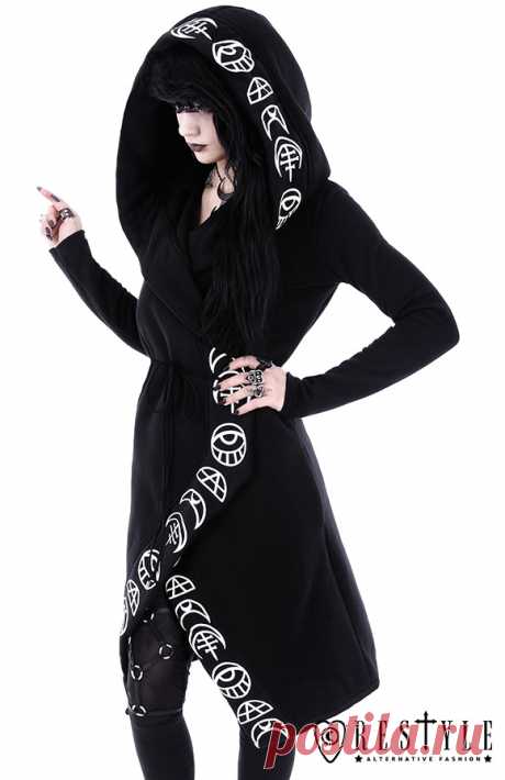 "ALL SEEING MOON HOODIE" Long, gothic jacket with oversized hood | \ CLOTHES \ Hoodies | Restyle.pl