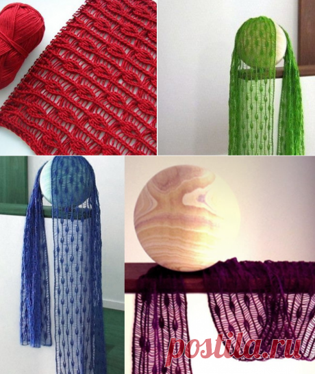 Ажурный узор спицами "Капли дождя". Получаются: палантины, накидки, шарфы, туники и ажурные блузы.
схема https://vk.com/club44021440?z=photo-44021440_415822464%2Fwall-44021440_103 или схема https://svoimi-rukami-da.ru/kapli-dozhdya/