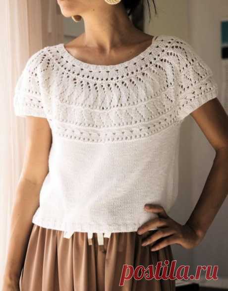 🦋🌶 Топ с круглой ажурной кокеткой
Топ Stella Alpina от Cristina Ghirlanda (Minimi Knit Design)