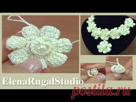 Как связать крючком красивое украшение Урок 129