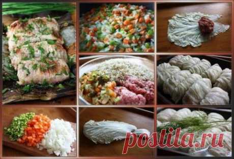 Голубцы из пекинской капусты. Очень вкусные и нежные! Необходимо: Фарш говяжий - 400 гр. Пекинская капуста - 12 листов. Рис - 1/2 ст. (У меня смесь бурого и длиннозерного). Лук - 1 шт. Лук порей пару перышек зеленой части. Морковь...