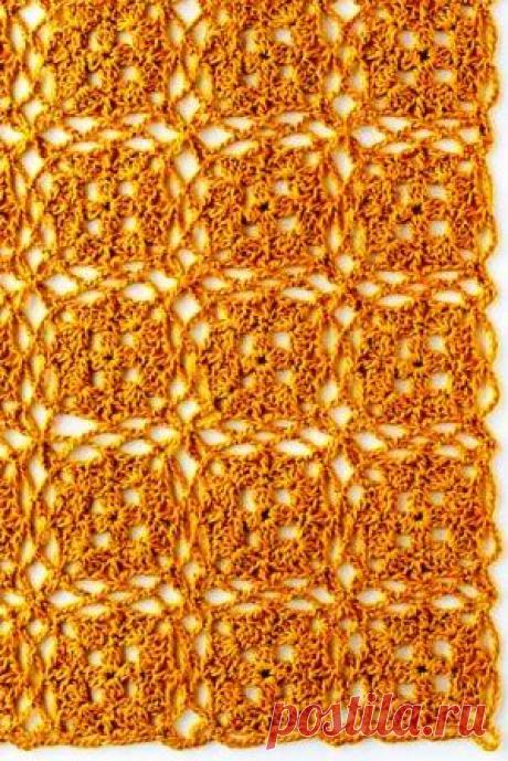 Квадратные мотивы связанные крючком.