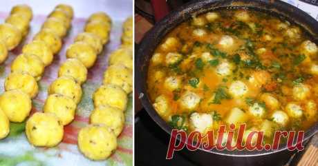 Овощной суп с сырными шариками. За день съедается целая кастрюля