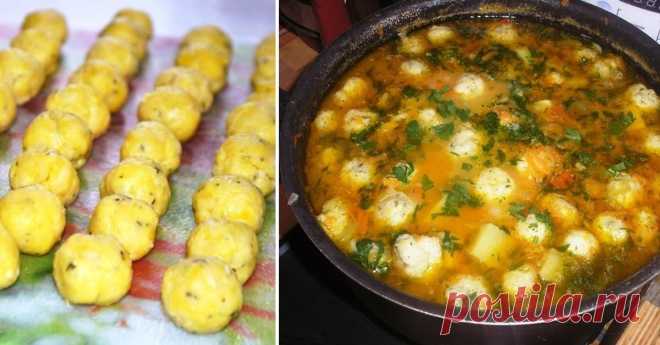 Овощной суп с сырными шариками. За день съедается целая кастрюля