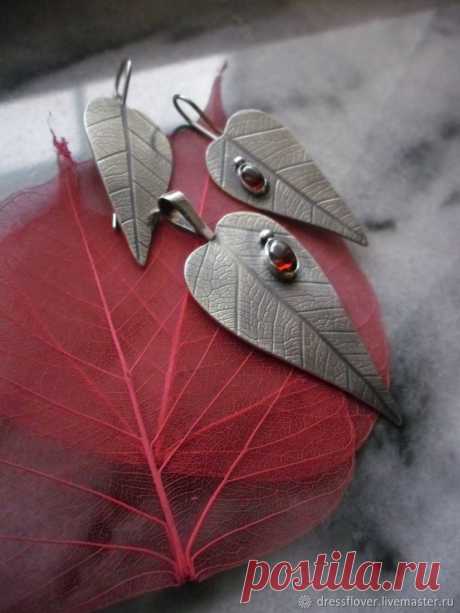 Комплект украшений из серебра Листья и жуки – заказать на Ярмарке Мастеров – ANBB5RU | Комплекты украшений, Тольятти