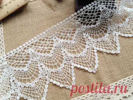 Cotton Lace Trim Vintage Crochet Lace White от lacelindsay на Etsy