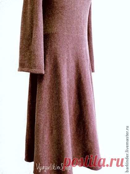 Вязаное платье "Горький шоколад" - коричневый,однотонный,платье,вязаное платье