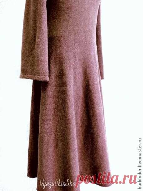 Вязаное платье &quot;Горький шоколад&quot; - коричневый,однотонный,платье,вязаное платье