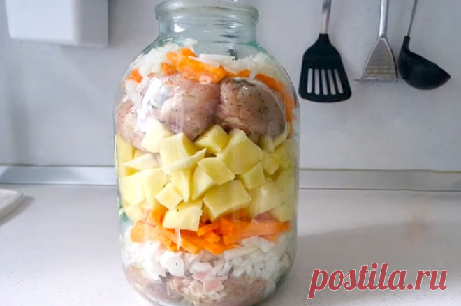 Курица запеченная в стеклянной банке в духовке — Домашние заботы