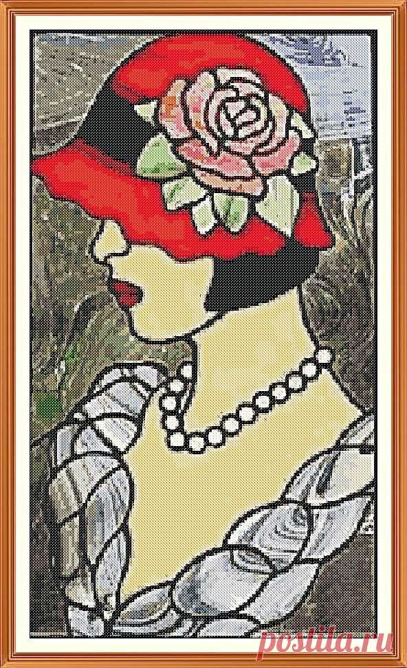 Art Deco Lady Cross Stitch Chart x 12.0 x 6.8 Inches | eBay