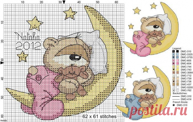 Мишка Fizzy Moon. Вышивка.