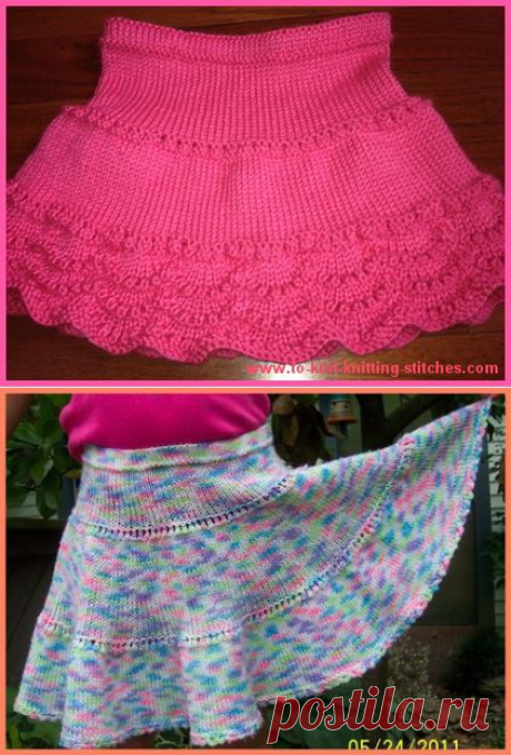 Pink Scallop Edge Skirt - Very Cute Girls' short skirt knitting pattern