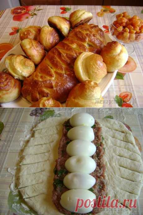 Мясной рулет с яйцом в тесте