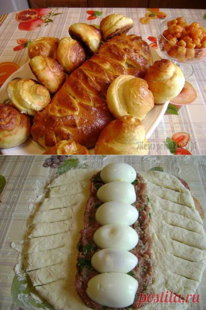 Мясной рулет с яйцом в тесте