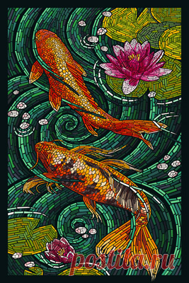 Koi - Paper Mosaic - Lantern Press Artwork
