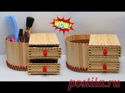 RAK MAKE UP Cantik dari Stik Es Krim ! Kreasi | Popsicle Stick Crafts | organizer ice cream stick