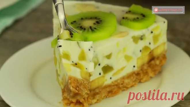 Торт без выпечки, для любителей бананов и киви!