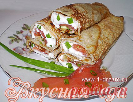 Блины фаршированные лососем - Вкусная еда