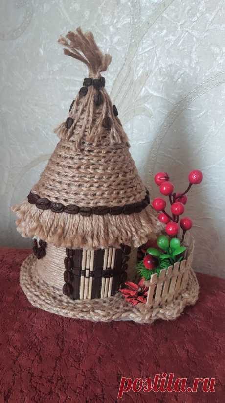 Hand-made товароы: шкатулка домик гномика из джута. купить у мастера без наценок!