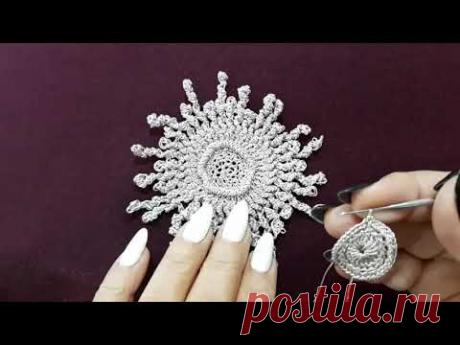 Вязание крючком. Техника ирландское кружево. Подводный мир. Морской ёж, МК.
