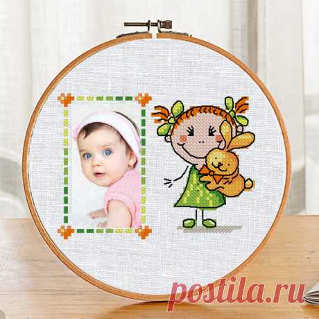 Рамка для девочки - Бесплатная схема вышивки крестом цветы