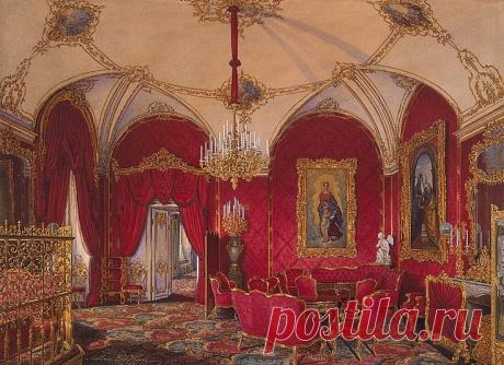 Interiors of the Winter Palace. The Fourth Reserved Apartment. The Corner Room - Edward Petrovich Hau - Drawings, Prints and Painting from Hermitage Museum | brunhild110 приколол(а) это к доске Interior painting