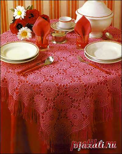 Красная скатерть вязаная крючком | вязание