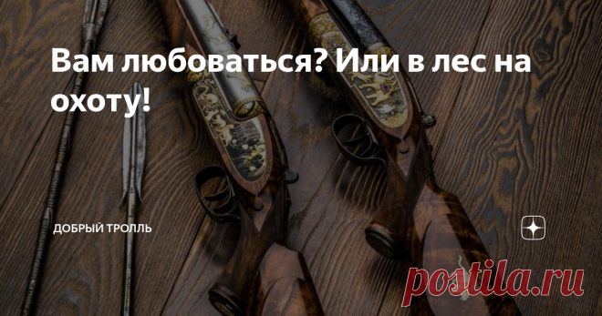 Вам любоваться? Или в лес на охоту! Красота.
Часто вижу в интернете в статьях про охотничье оружие, комментаторов которые, как в поговорке 